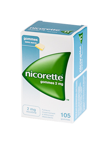 Image NICORETTE 2MG 105 GOMMES SANS SUCRE